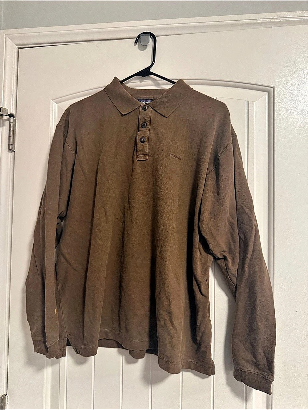 Patagonia Organic Cotton Long Sleeve Polo Brown Large